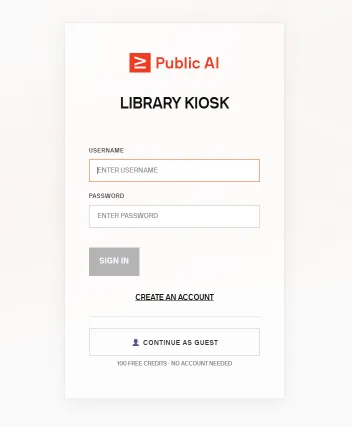 Public AI library kiosk